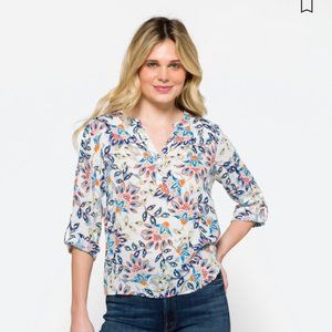 Stitchfix PALE SKY Koda Split Neck Top  M | Off-White